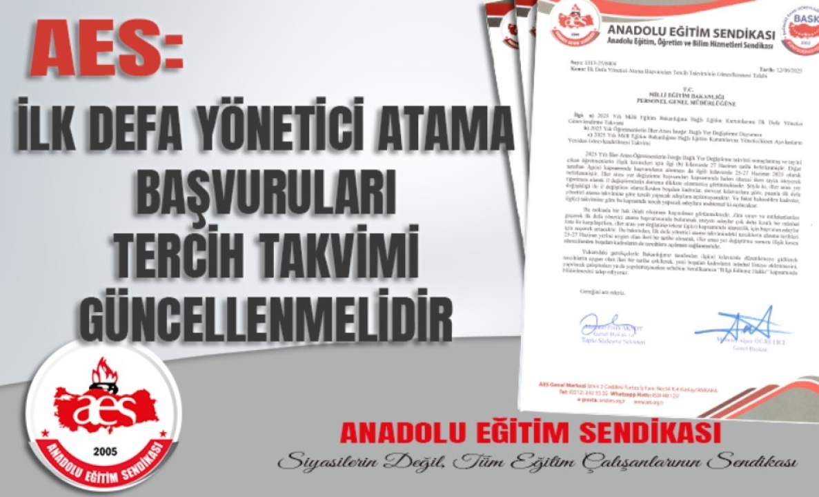Anadolu Eğitim Sendikası Niğde İl Temsilciliği, Yönetici Atama Takvimi Güncelleme Talebini Sosyal Medyada Paylaştı
