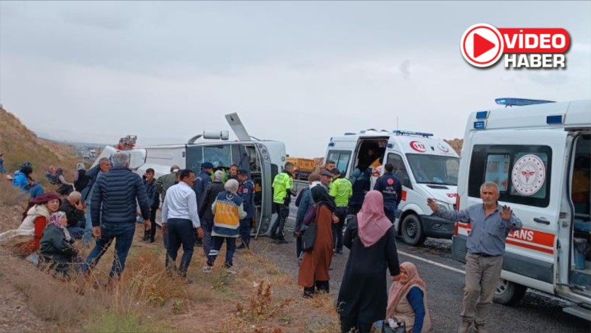 Kayseri-Niğde yolunda midibüs devrildi! Çok sayıda yaralı var