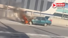 Niğde’de otomobil alevlere teslim oldu