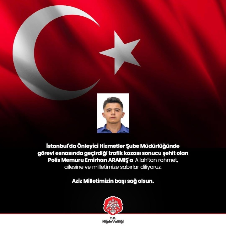 Niğde Valiliğinden Şehit Polis Memuru İçin Taziye Mesajı