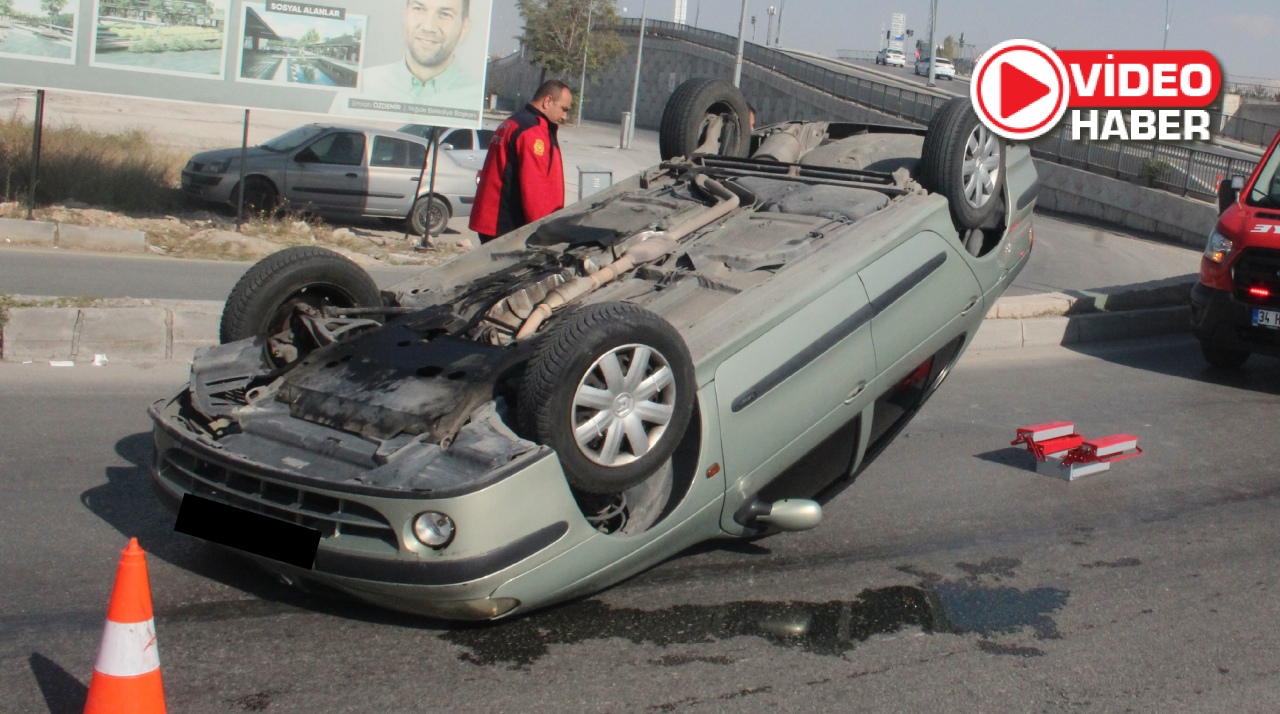  Polis memurunun kullandığı otomobil takla attı 