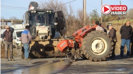 Traktör Çarpışmanın Şiddetiyle İkiye Bölündü!